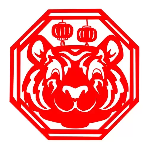 窗花-虎年剪紙矢量圖片