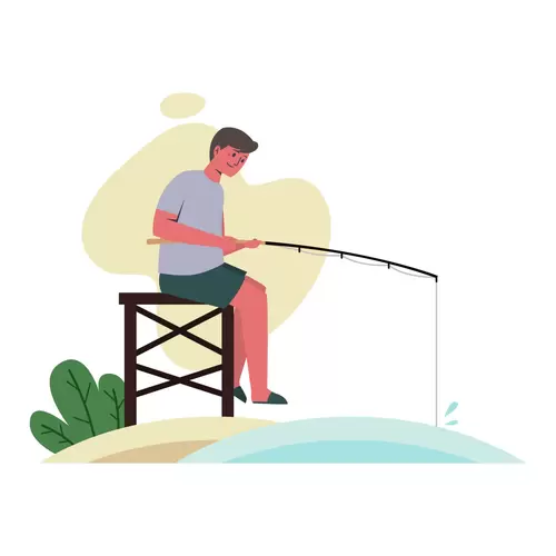 夏季人物運動-垂釣-釣魚插圖