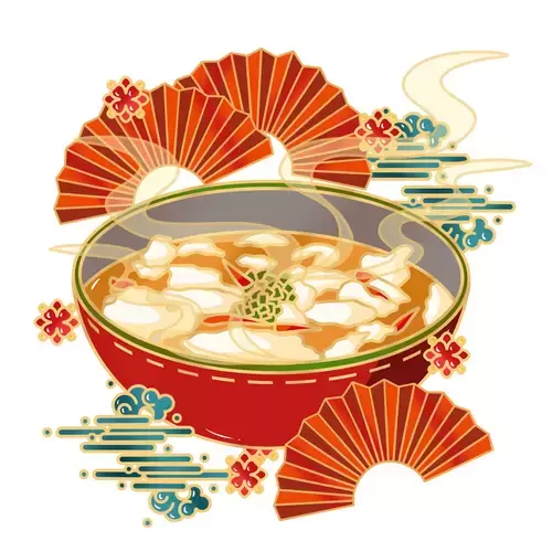 中華美食-魚肉火鍋插圖素材