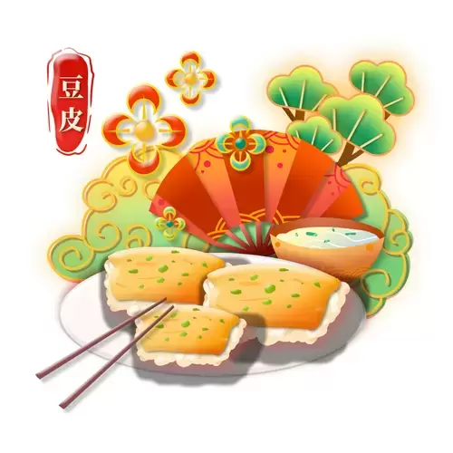 中華美食-豆皮插圖素材