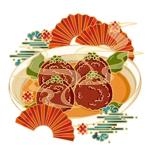 中華美食-紅燒獅子頭-四喜丸子插圖素材