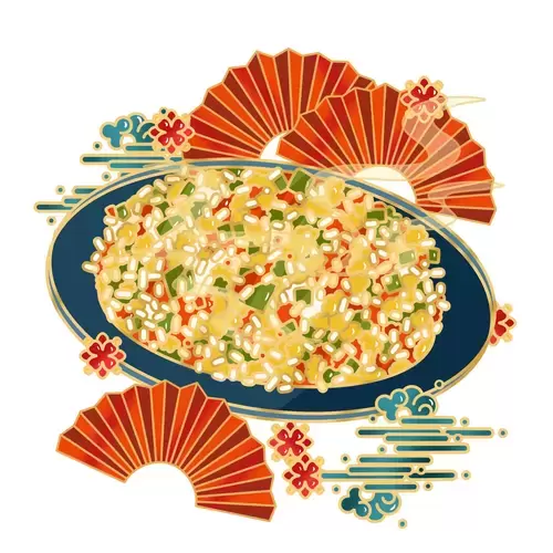 中華美食-揚州炒飯插圖素材