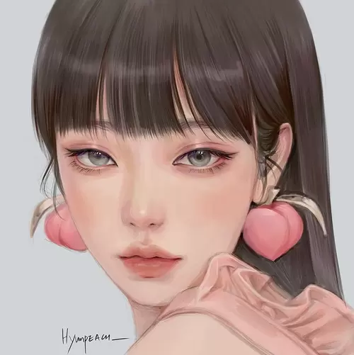 漂亮女孩-桃-迷人插圖