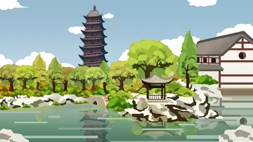 中國古建-古塔插圖素材