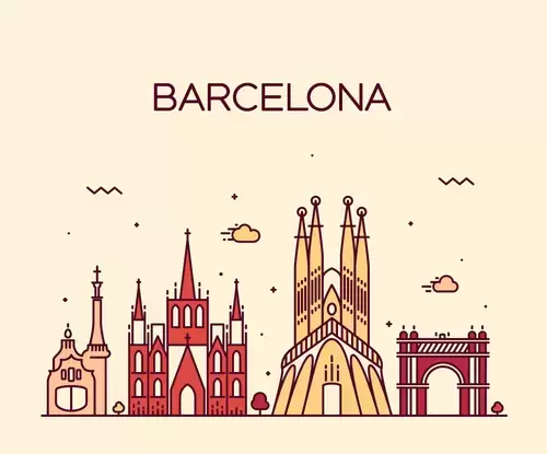 全球城市印象-巴塞羅那插圖素材
