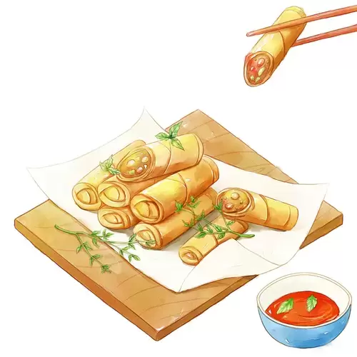 中華美食-春捲插圖素材