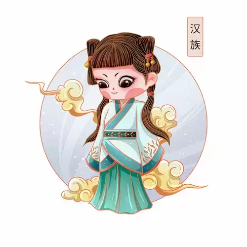 中國56個民族服飾-漢族插圖素材