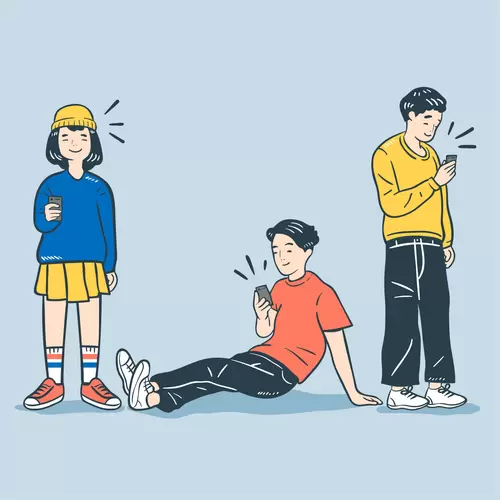 男生女生-卡通形象-語音聊天插圖