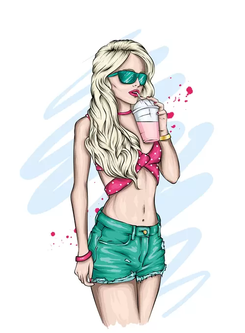 歐美時尚女性插圖