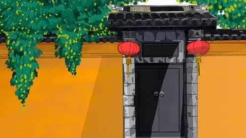 中國古建-古宅院門插圖素材