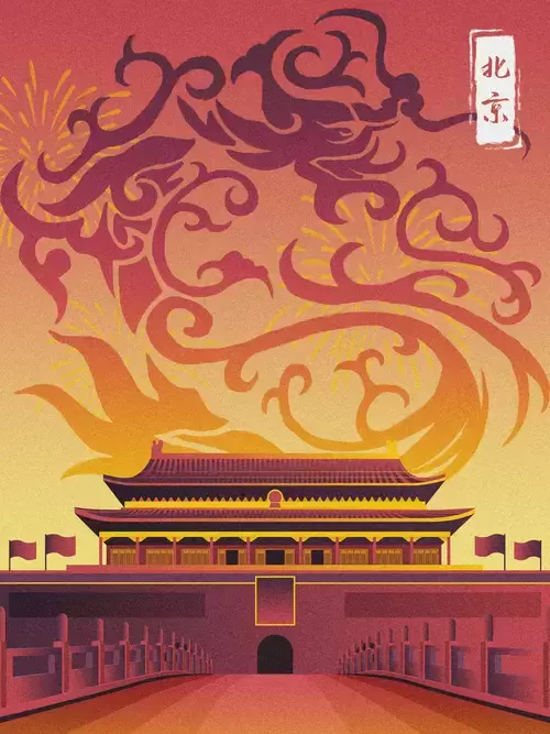 中國著名建築-天安門插圖素材