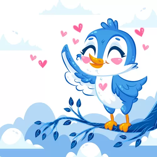 小動物-小鳥-愛心-打招呼插圖
