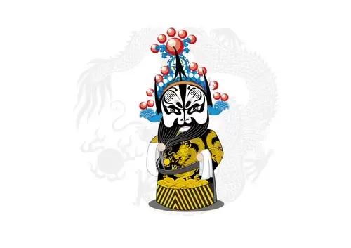 京劇臉譜-張飛-回荊州-戲珠大龍蟒插圖素材