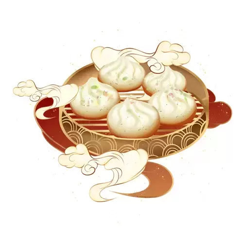 中華美食-小籠包子插圖素材