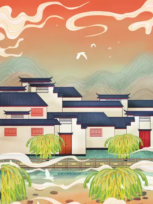 中国著名古建筑-皖南古村落插圖素材