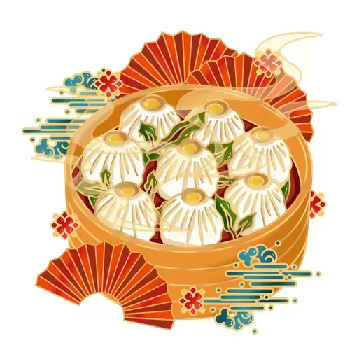 中華美食-灌湯包插圖素材