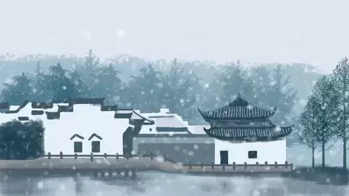 中國古建-徽派建筑插圖素材