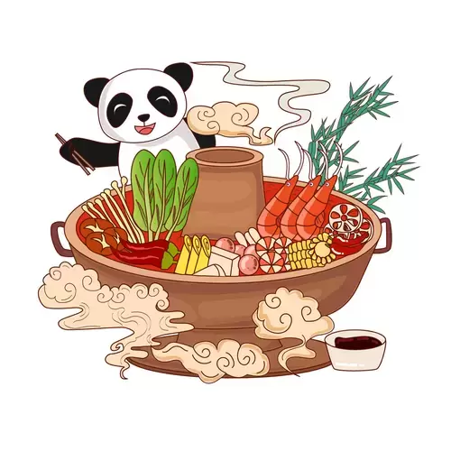 中華美食-重慶火鍋插圖素材