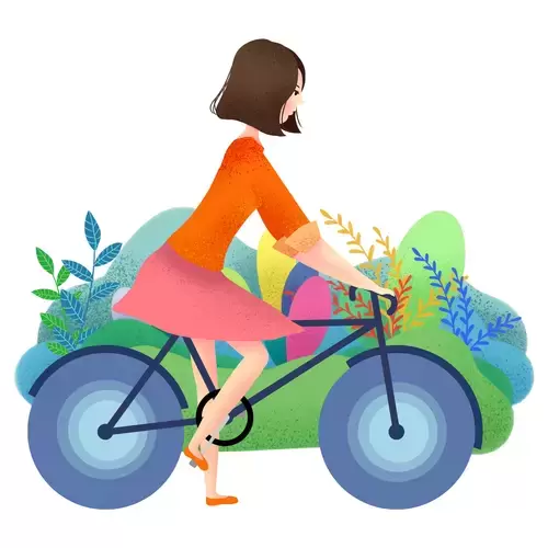 清明節-騎單車的少女插圖素材