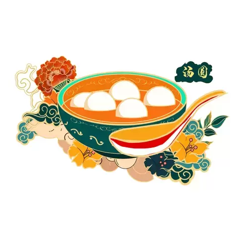 中華美食-湯圓插圖素材
