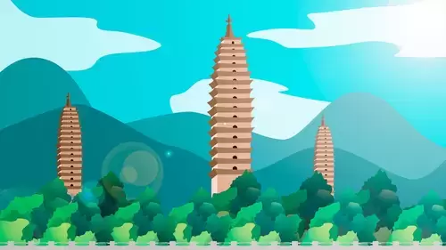 中國古建-大理三塔插圖素材