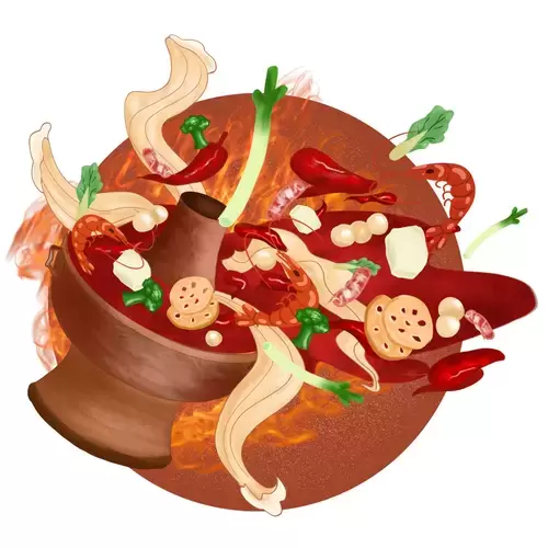 中華美食-辣火鍋插圖素材