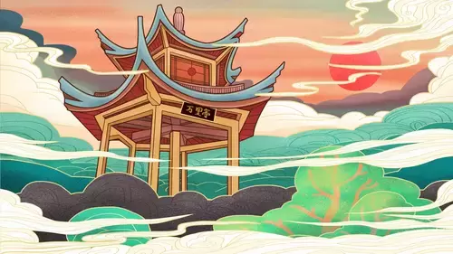 中国著名古建筑-萬里亭插圖素材