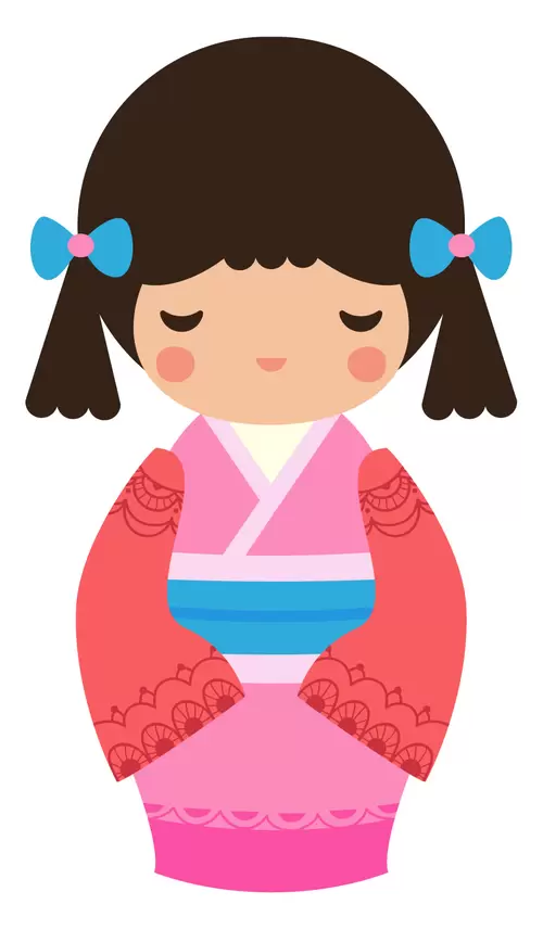 和服娃娃-女孩插圖