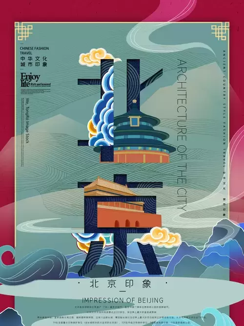 中國城市宣傳海報-北京插圖素材