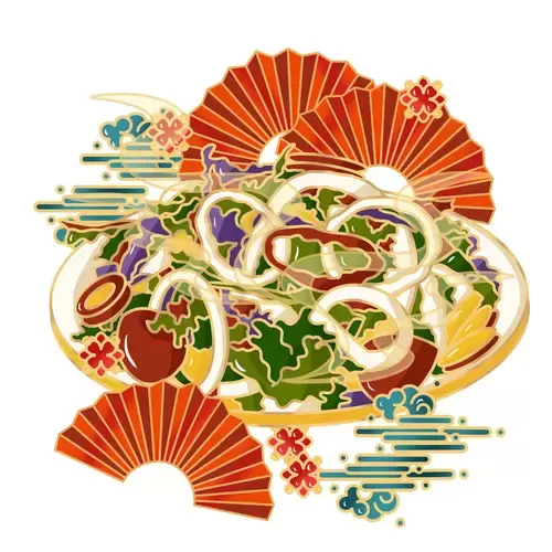 中華美食-時令果蔬插圖素材