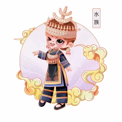 中國56個民族服飾-水族插圖素材