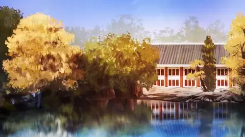 中國古建-池塘插圖素材
