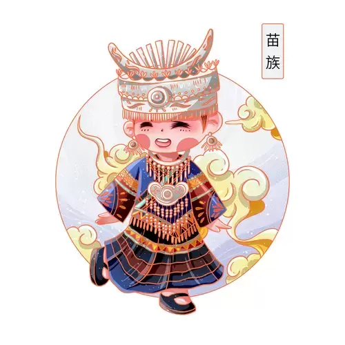 中國56個民族服飾插圖素材