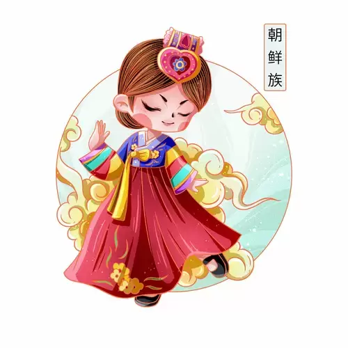 中國56個民族服飾-朝鮮族插圖素材