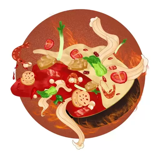 中華美食-火鍋-鴛鴦鍋插圖素材