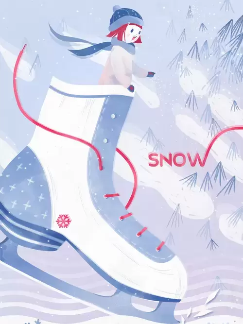 立冬-滑雪鞋中的小女孩插圖素材