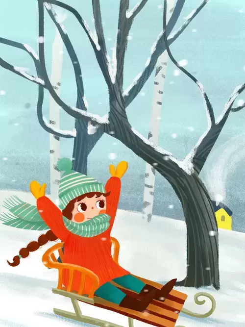 立冬-雪橇-童年樂趣插圖