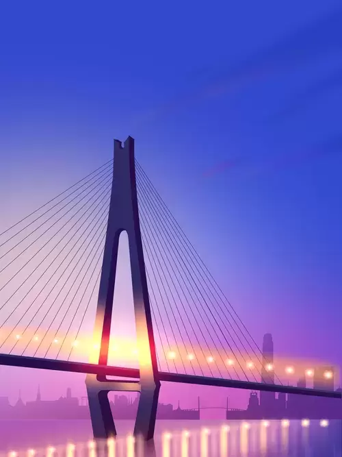 中國著名建築-武漢長江大橋插圖素材