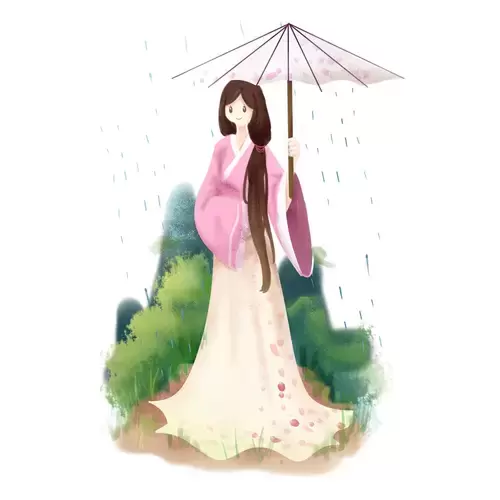 清明節-撐油傘的神仙女子插圖素材