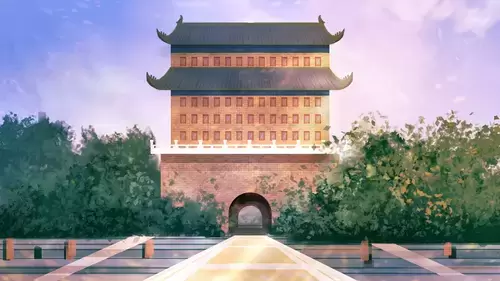 中國古建-古城樓插圖素材