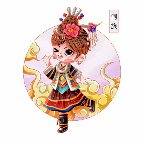 中國56個民族服飾-侗族插圖素材