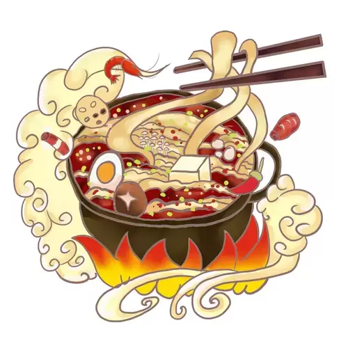 中華美食-砂鍋面插圖素材