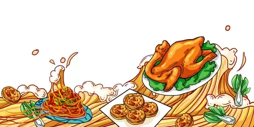 中華美食-烤鴨插圖素材