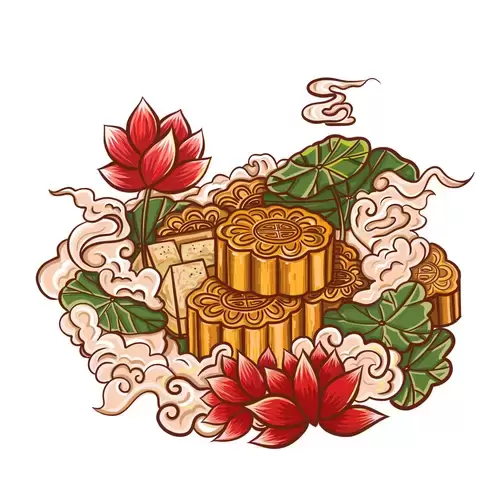 中華美食-中秋月餅插圖素材