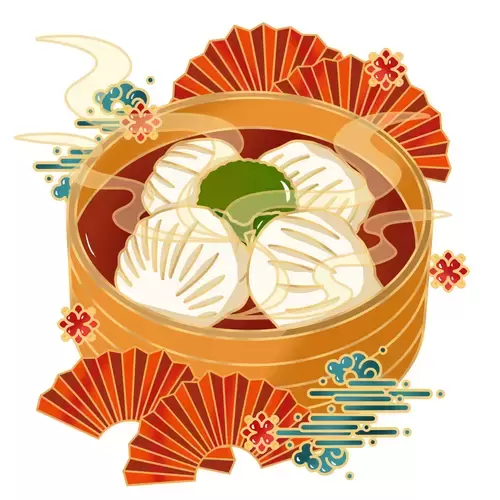 中華美食-小籠包插圖素材