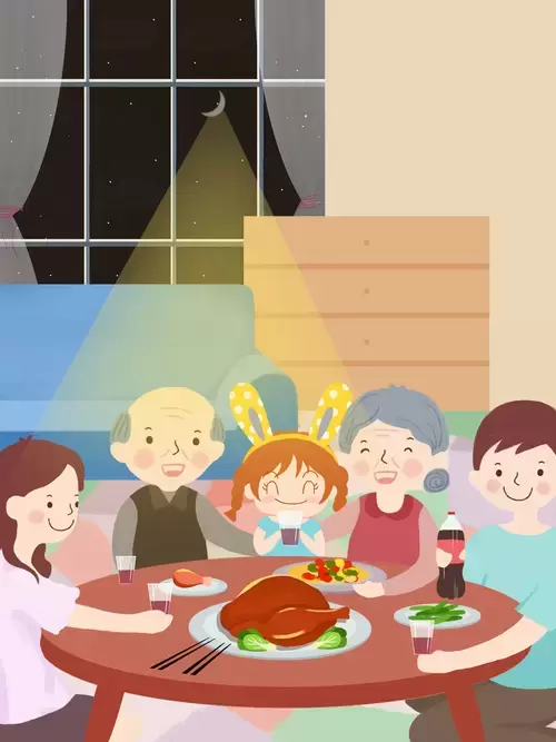 感恩節-家人聚餐插圖