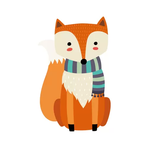 森林動物-戴圍巾的狐狸插圖素材