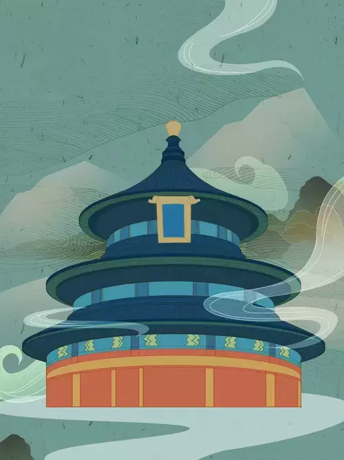 中國著名建築-天壇插圖素材