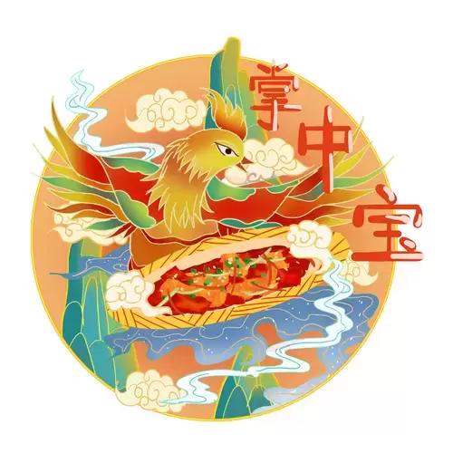 中華美食-掌中寶插圖素材