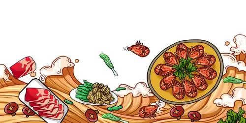 中華美食-油燜大蝦插圖素材